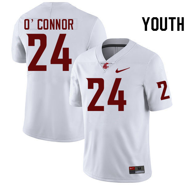 Youth #24 Ethan O'Connor Washington State Cougars College Football Jerseys Stitched-White